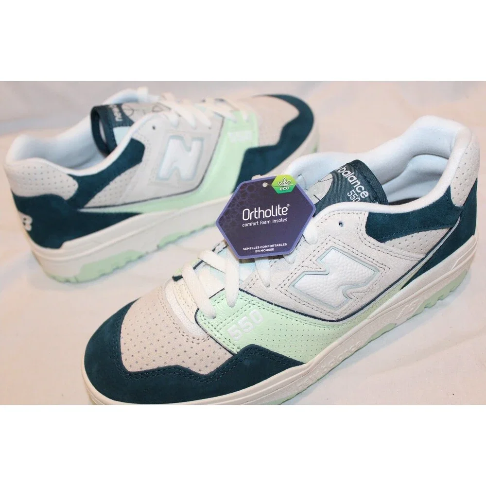 New Balance 550 Men's Green Grey Suede Leather Athletic Sneakers NEW SZ 10